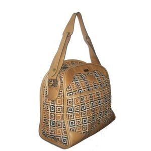 Vintage Bench Made Saks Fifth Avenue Leather
 Tapestry Carpet Shoulder Bag